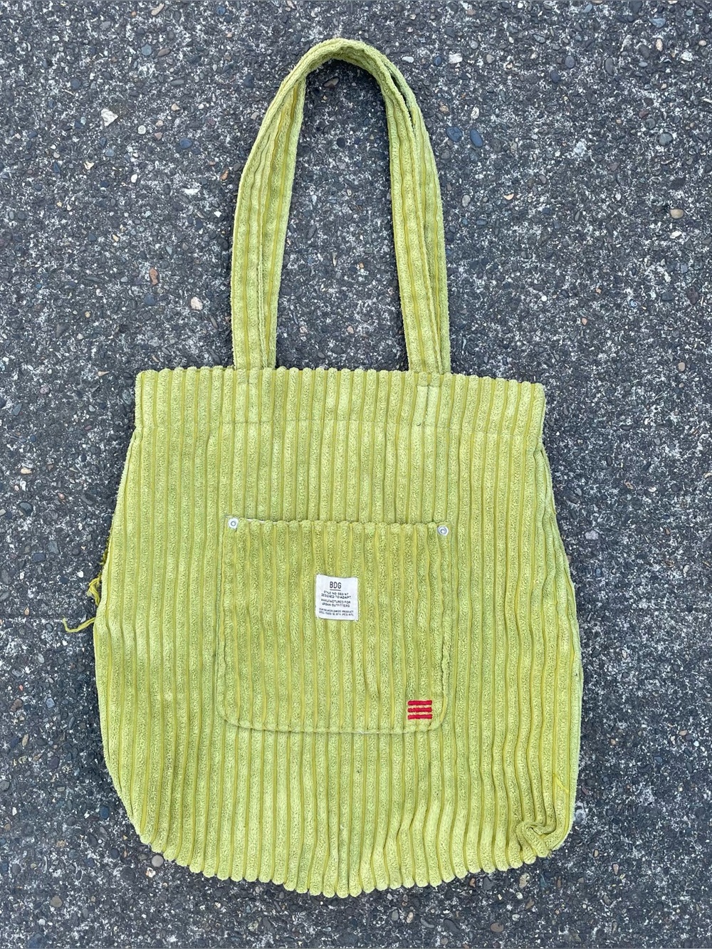 Green Urban Outfitters corduroy tote bag